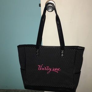 Black polka dot Thirty One tote